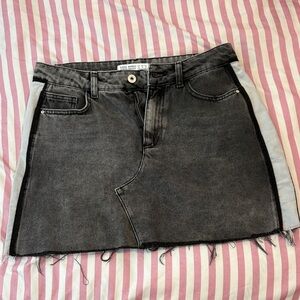 Zara Black Denim Mini Skirt with Light Gray Side Panels